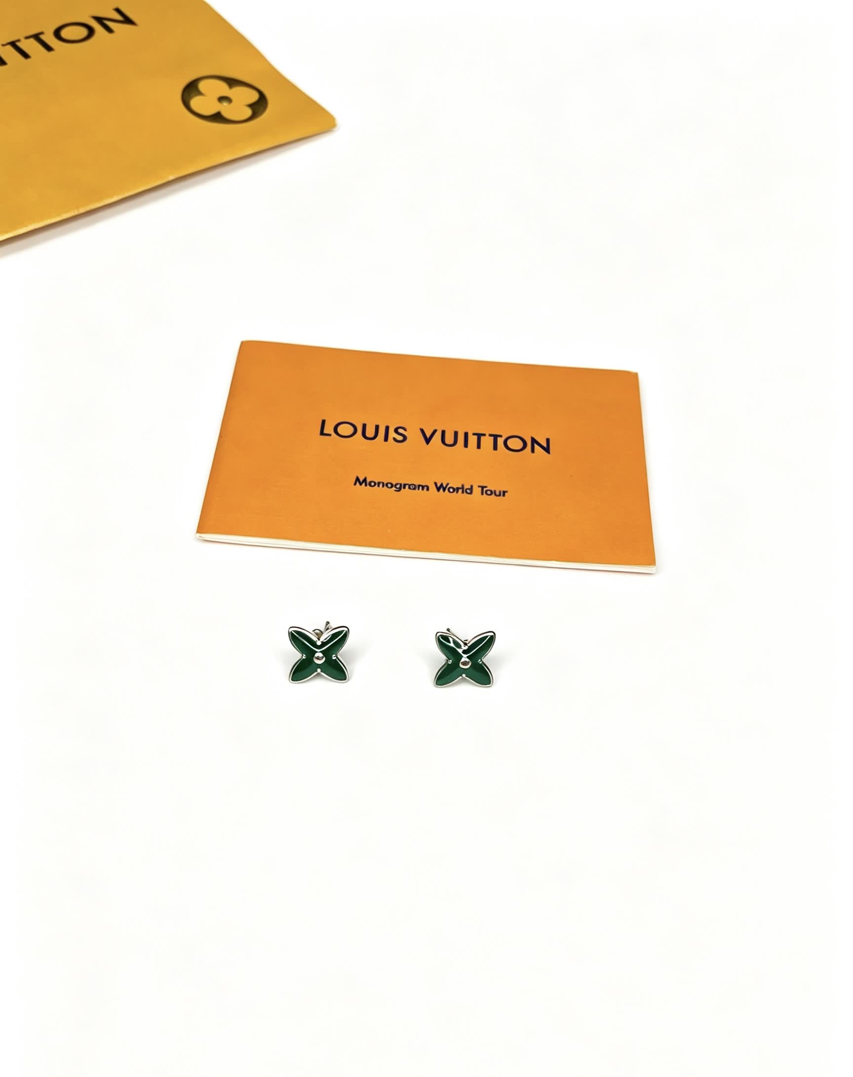 Louis Vuitton Green Enamel Earrings